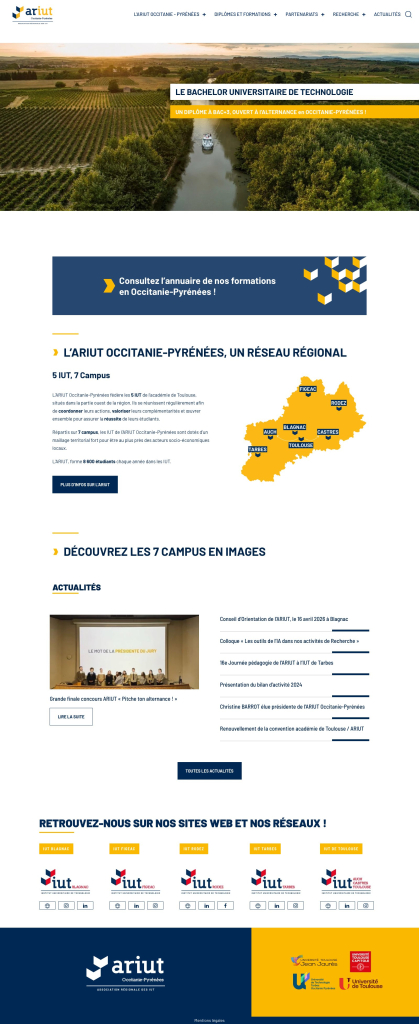 Site de l’ARIUT Occitanie-Pyrénées — page d’accueil