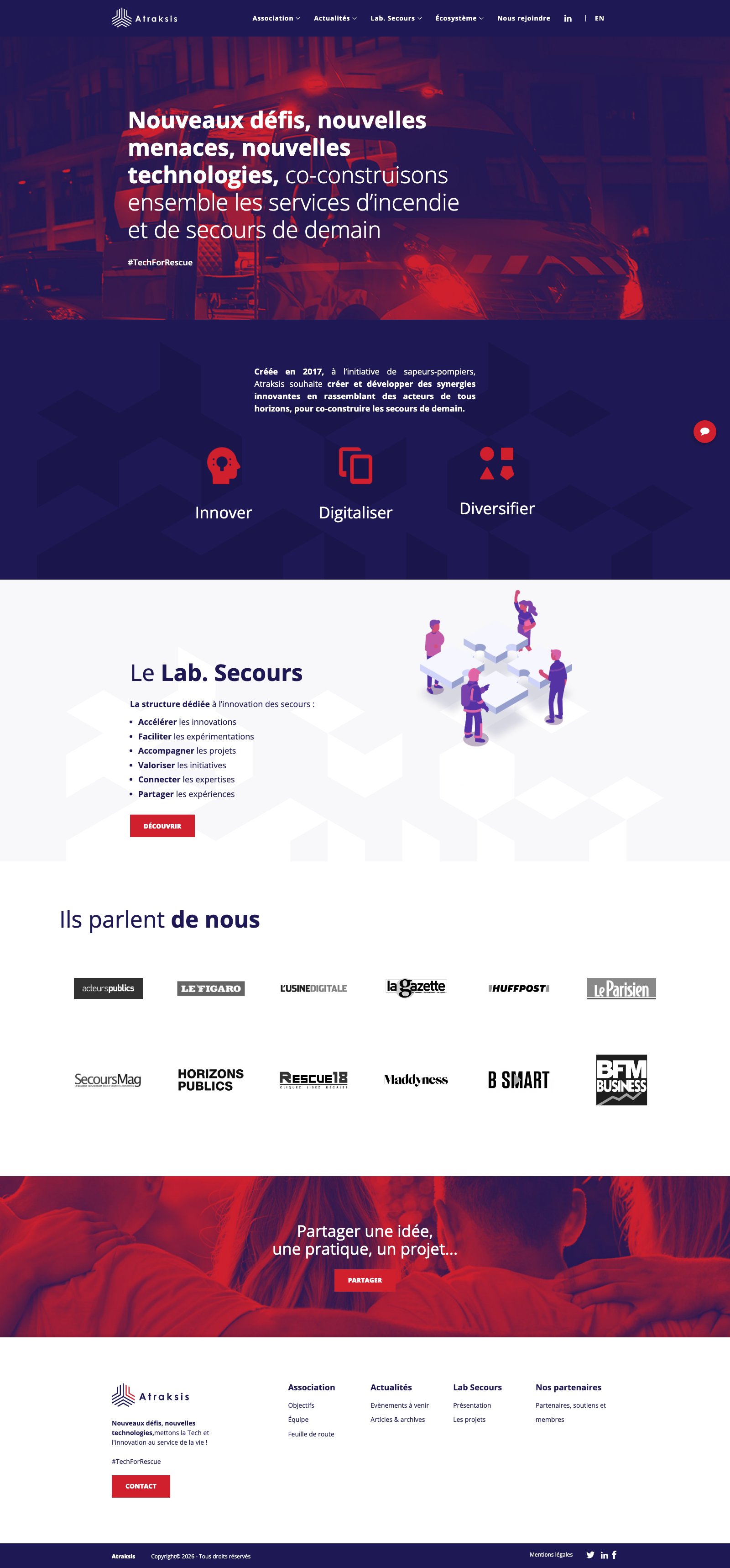 Site Atraksis — page d'accueil
