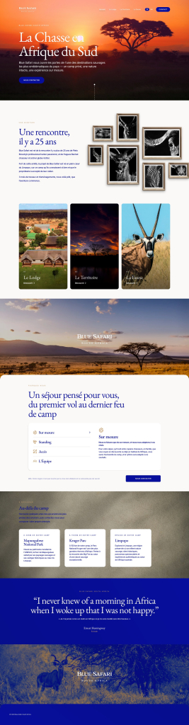 Site Blue Safari — page d’accueil