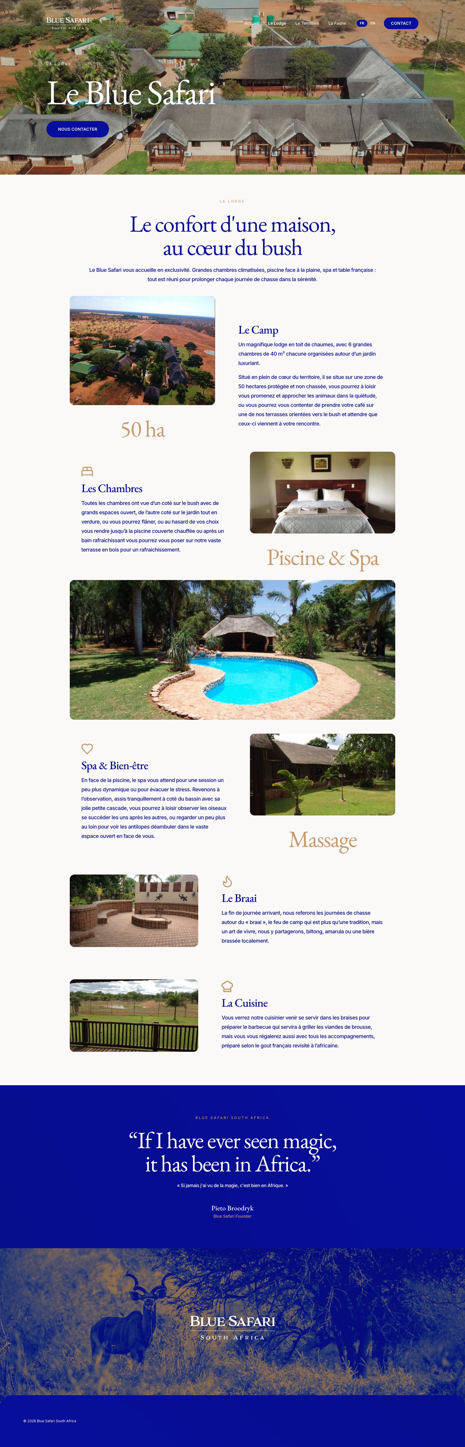 Blue Safari — page Le Lodge