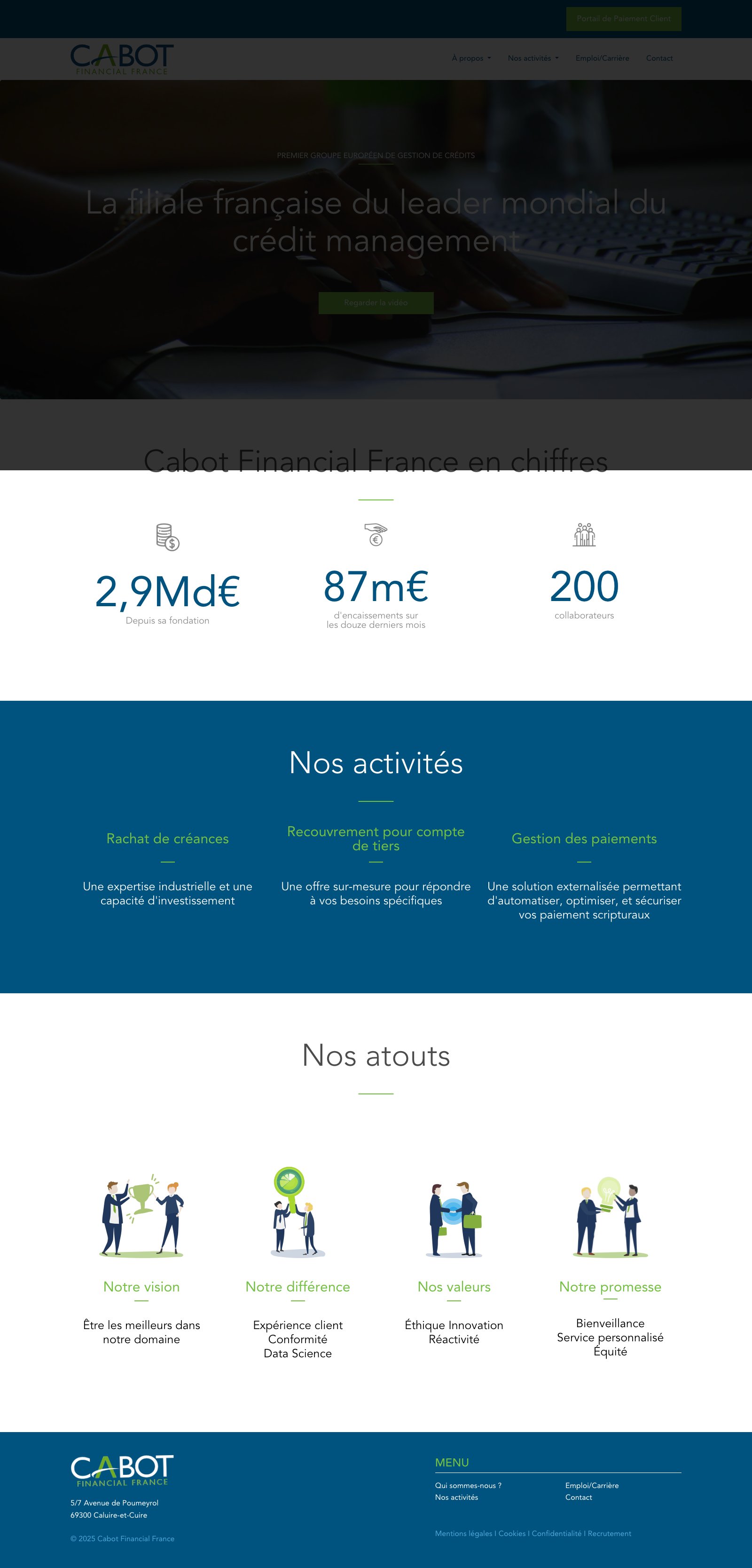 Site Cabot Financial France — page d'accueil