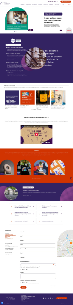 Site de l’École Supérieure de Design de Troyes — page d’accueil
