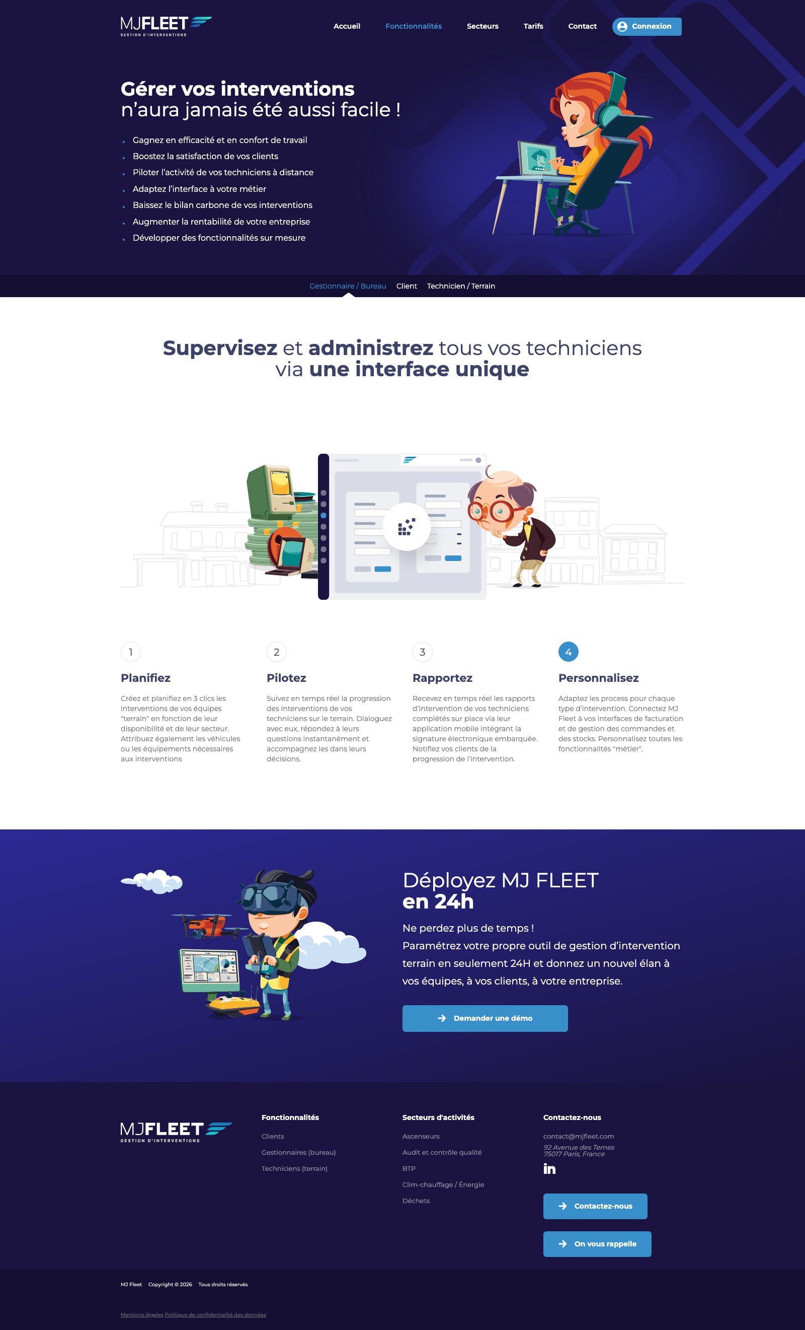MJ Fleet — fonctionnalités opérateurs bureau