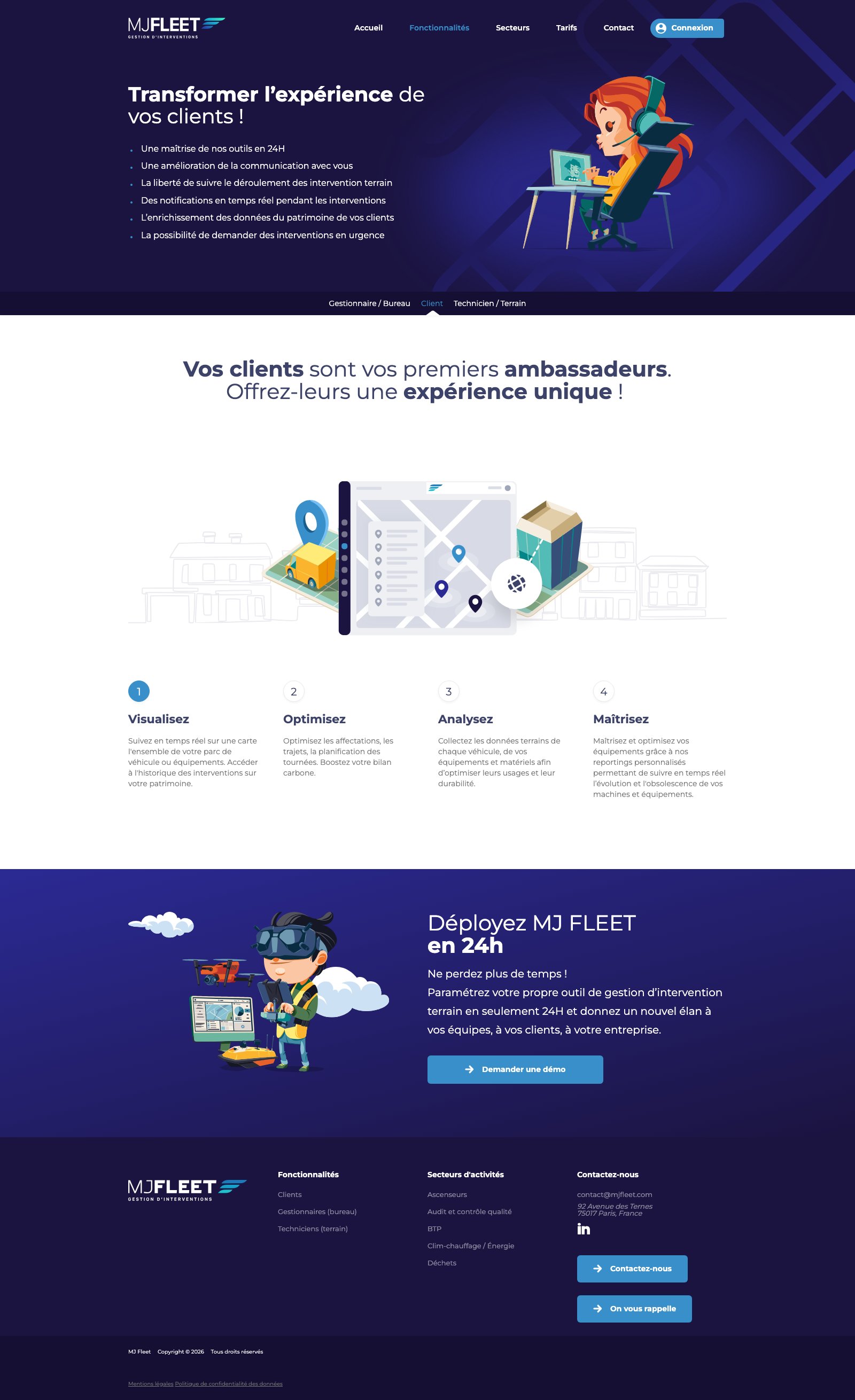 MJ Fleet — fonctionnalités espace client