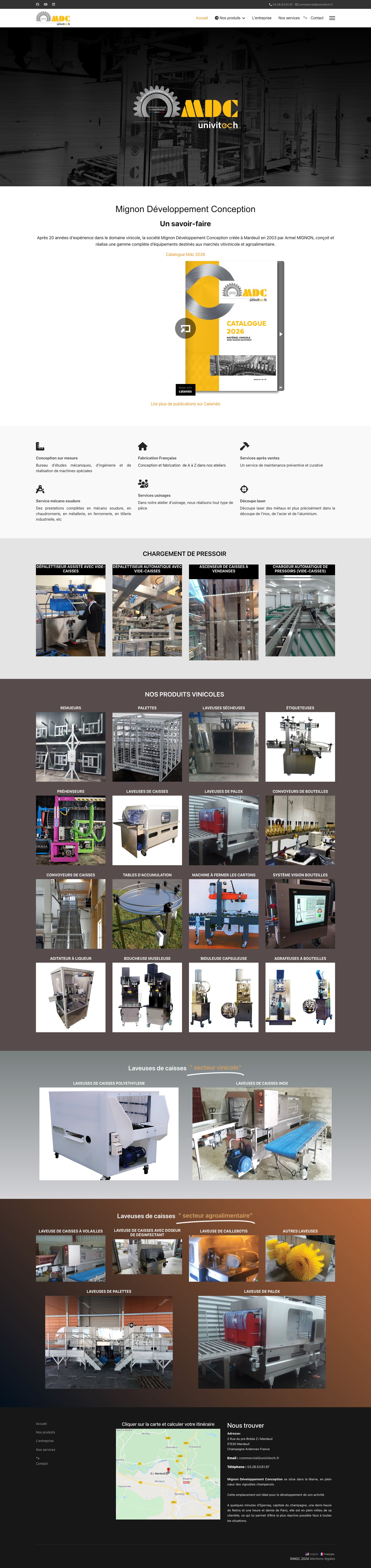 Site MDC (groupe Univitech) — page d’accueil