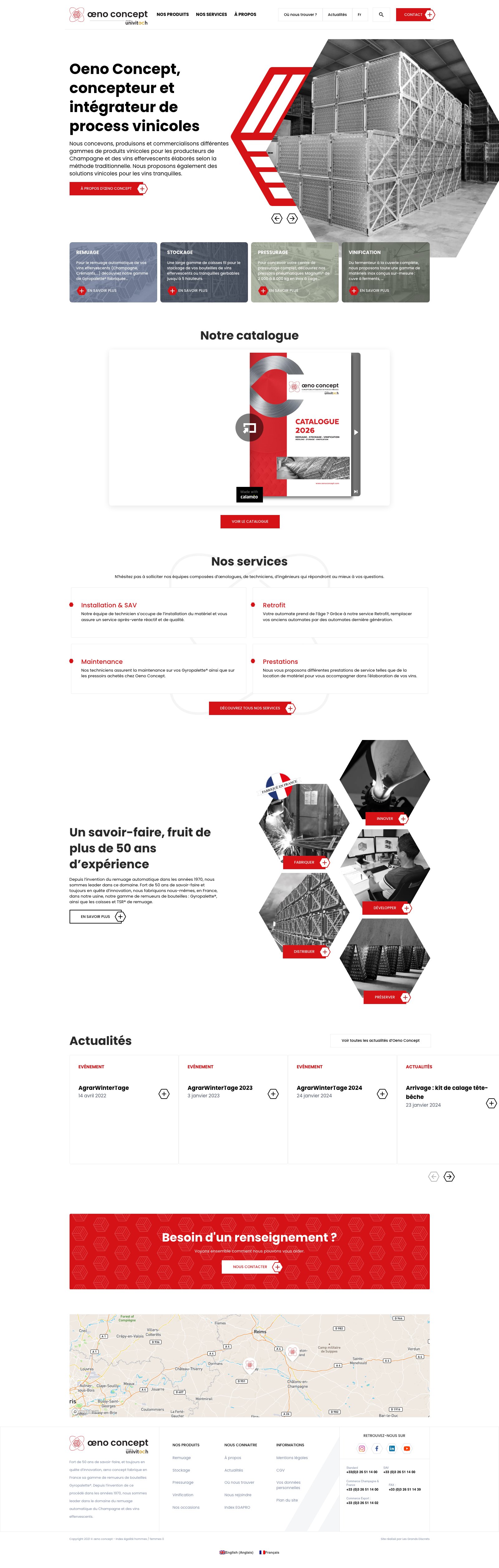 Site Oeno Concept (groupe Univitech) — page d’accueil